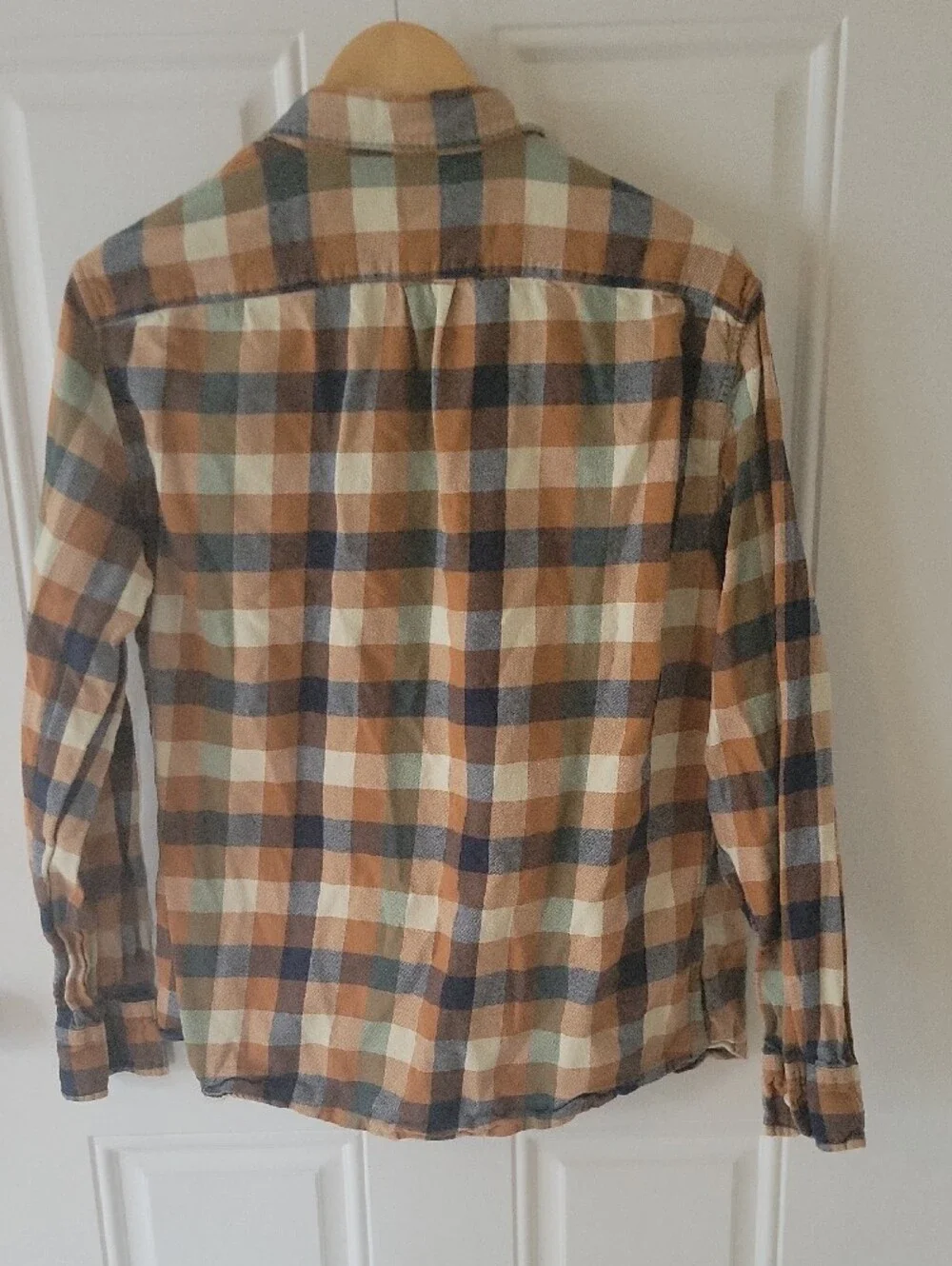 J. Crew Plaid Button-Down Shirt in Tan, Blue & Cream